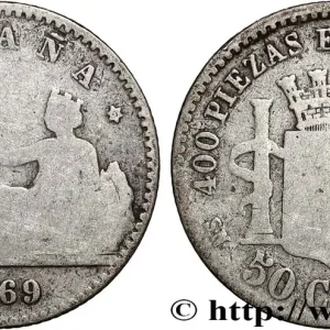 Promotion Saisonnière ESPAGNE 50 Centimos “ESPAÑA” allongée / emblème 1869 Madrid fwo_862120 Monde