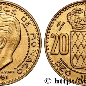 MONACO 20 Francs Rainier III 1951 Paris fwo_881216 Monde Solde