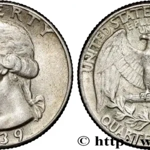 ÉTATS-UNIS D'AMÉRIQUE 1/4 Dollar Georges Washington 1939 Philadelphie fwo_884846 Monde Offre Exclusive