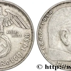 ALLEMAGNE 2 Reichsmark Maréchal Paul von Hindenburg 1938 Munich fwo_885468 Monde Prix Promo