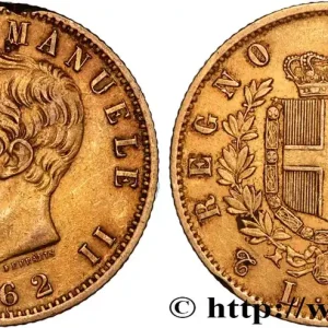 Nouvelle Collection OR, PALLADIUM ET PLATINE INVESTISSEMENT 20 Lire Victor Emmanuel II 1862 Turin fwo_887782 Monde
