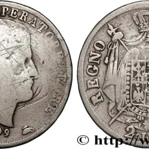 ITALIE - ROYAUME D'ITALIE - NAPOLÉON Ier 2 Lire Napoléon Empereur et Roi d’Italie tranche en creux 1809 Milan - M fwo_889581 Monde Prix Bas