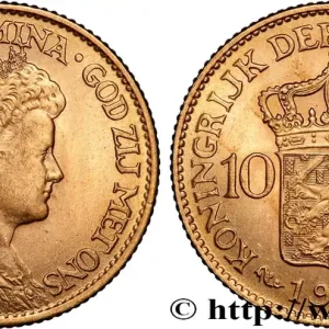 OR, PALLADIUM ET PLATINE INVESTISSEMENT 10 Guldens or ou 10 Florins Wilhelmine 1912 Utrecht fwo_890344 Monde Promotion Saisonnière