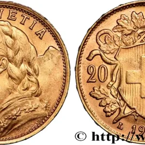 OR, PALLADIUM ET PLATINE INVESTISSEMENT 20 Francs "Vreneli" 1935 Berne fwo_890388 Monde Garantie Incluse