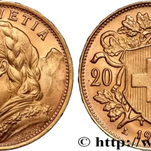 OR, PALLADIUM ET PLATINE INVESTISSEMENT 20 Francs "Vreneli" 1935 Berne fwo_890405 Monde Fait Main