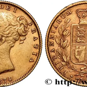 OR, PALLADIUM ET PLATINE INVESTISSEMENT 1 Souverain Victoria type écu couronné 1874 Melbourne fwo_890419 Monde Meilleur Choix