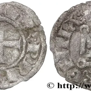 Authentique CROISADES - PRINCIPAUTÉ D'ACHAÏE - CHARLES II D'ANJOU Denier n.d. Glarentsa fwo_889995 Monde