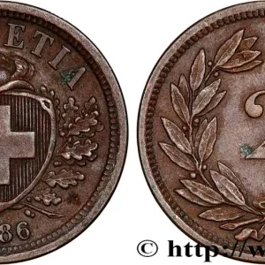 Pas Cher SUISSE 2 Centimes (Rappen) croix suisse 1886 Berne - B fwo_815963 Monde