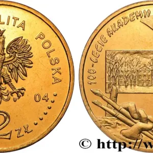 POLOGNE 2 Zlote aigle / 100e anniversaire de la fondation de l’Académie des Beaux-Arts 2004 Varsovie fwo_821406 Monde Top Vente