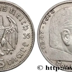 Édition Limitée ALLEMAGNE 5 Reichsmark Maréchal Paul von Hindenburg 1935 Berlin fwo_850987 Monde