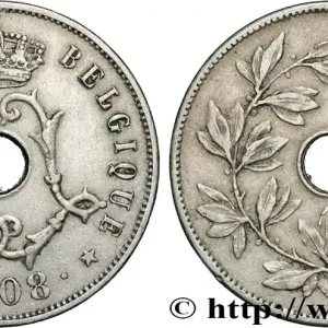 Super Prix BELGIQUE 25 Centimes Léopold II 1908 fwo_858489 Monde