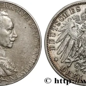 ALLEMAGNE - PRUSSE 3 Mark 25e anniversaire de règne de Guillaume II 1913 Berlin fwo_860249 Monde Prix Promo