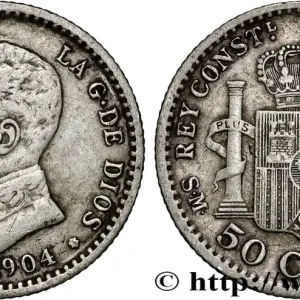 Populaire ESPAGNE 50 Centimos Alphonse XIII S.M.-.V. (04) 1904 Madrid fwo_862030 Monde