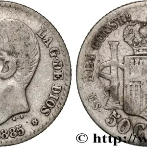 ESPAGNE 50 Centimos Alphonse XII 1885 Madrid fwo_862104 Monde Livraison Express
