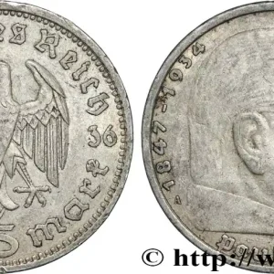 ALLEMAGNE 5 Reichsmark Maréchal Paul von Hindenburg 1936 Berlin fwo_868440 Monde Livraison Express