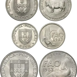 PORTUGAL Lot trois monnaies 21/2, 5 et 25 Escudos FAO 1983 fwo_869175 Monde Garantie Incluse