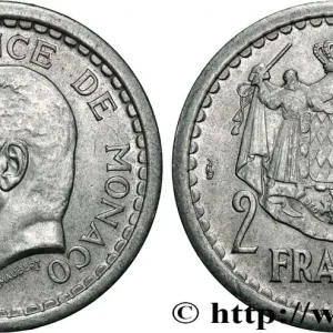 MONACO 2 Francs Louis II / armes (1943) Paris fwo_872177 Monde Top Qualité