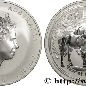 Prix Promo ARGENT D'INVESTISSEMENT 1 Oz - 1 Dollar Proof année du cheval 2014 Perth fwo_883068 Monde