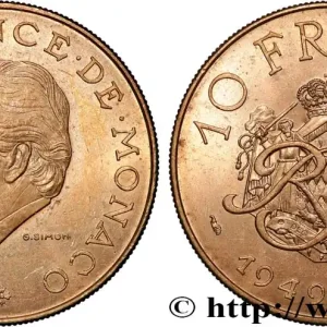MONACO 10 Francs 25e anniversaire du règne de Rainier III 1974 Paris fwo_883136 Monde Solde
