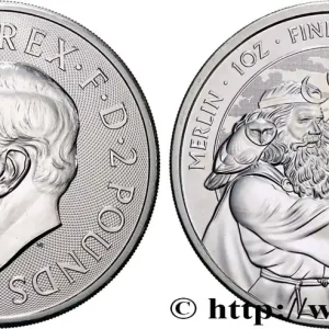 ARGENT D'INVESTISSEMENT 1 Oz - 2 Pounds Merlin 2023 fwo_883904 Monde Satisfait Ou Remboursé