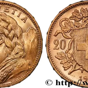 OR, PALLADIUM ET PLATINE INVESTISSEMENT 20 Francs "Vreneli" 1915 Berne fwo_884431 Monde Meilleure Vente