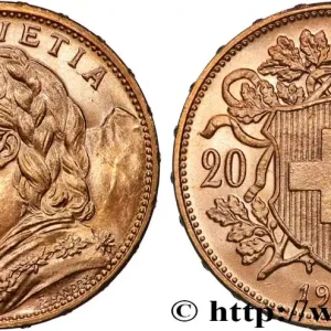 Achat Immédiat OR, PALLADIUM ET PLATINE INVESTISSEMENT 20 Francs "Vreneli" 1915 Berne fwo_884436 Monde