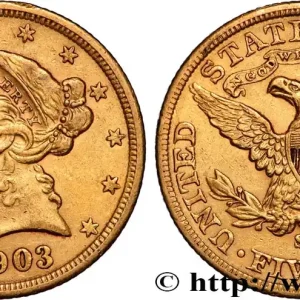 Commander Vite OR, PALLADIUM ET PLATINE INVESTISSEMENT 5 Dollars "Liberty" 1903 San Francisco - S fwo_887758 Monde