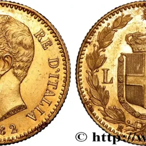 Pas Cher OR, PALLADIUM ET PLATINE INVESTISSEMENT 20 Lire Umberto Ier 1882 Rome fwo_890356 Monde