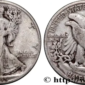 ÉTATS-UNIS D'AMÉRIQUE 1/2 Dollar Walking Liberty 1945 Denver fwo_890779 Monde Original