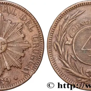 URUGUAY 4 Centesimos soleil 1869 Heaton fwo_892156 Monde En Vogue