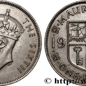 Vente Flash ÎLE MAURICE 1 Rupee (Roupie) roi Georges VI 1951 fwo_893547 Monde