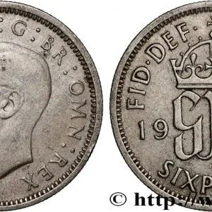 Original ROYAUME-UNI 6 Pence Georges VI 1943 fwo_893561 Monde