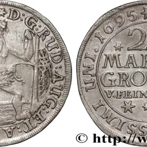 ALLEMAGNE- BRUNSWICK - DUCHÉ DE BRUNSWICK- WOLFENBUTTEL - RODOLPHE-AUGUSTE ET ANTOINE-ULRICH 24 Mariengroschen 1695 Zellerfeld fwo_880460 Monde Garantie Incluse