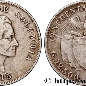 Petit Prix COLOMBIE 50 Centavos emblème Simon Bolivar 1915 Birmingham fwo_891217 Monde