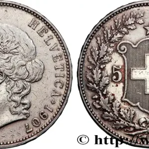 Remise SUISSE 5 Francs Helvetia 1907 Berne fwo_892658 Monde