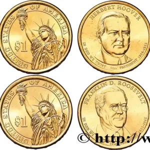 ÉTATS-UNIS D'AMÉRIQUE Lot de quatre monnaies présidentielles 2014 2014 Philadelphie fwo_595599 Monde Top Vente