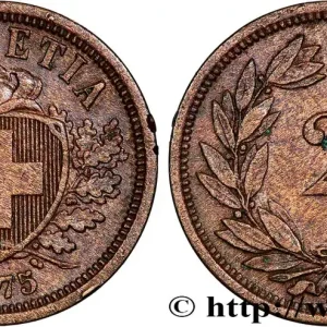 SUISSE 2 Centimes (Rappen) croix suisse 1875 Berne - B fwo_815916 Monde Marque