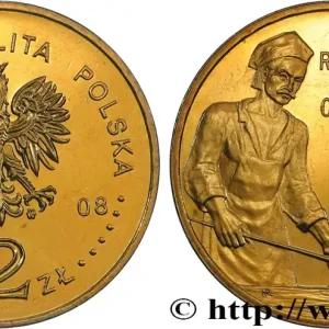 Bon Plan POLOGNE 2 Zlote aigle / 400e anniversaire des établissements polonais en Amérique, souffleur de verre 2008 Varsovie fwo_821340 Monde