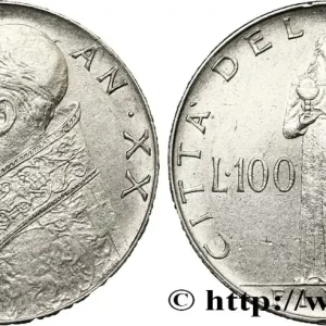 Exclusif VATICAN ET ÉTATS PONTIFICAUX 100 Lire Pie XII an XX / Fides tenant la croix 1958 Rome fwo_845148 Monde