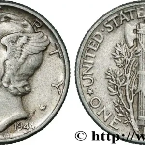 Original ÉTATS-UNIS D'AMÉRIQUE 1 Dime Mercury 1944 Philadelphie fwo_861171 Monde