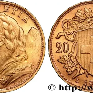 OR, PALLADIUM ET PLATINE INVESTISSEMENT 20 Francs "Vreneli" 1935 Berne fwo_890396 Monde Garantie Incluse