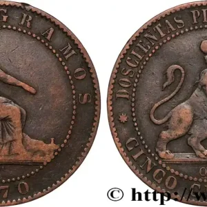 Prix Choc ESPAGNE 5 Centimos “ESPAÑA” 1870 Oeschger Mesdach & CO fwo_894851 Monde