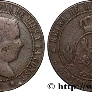 Offre Exclusive ESPAGNE 5 Centimos de Escudo Isabelle II 1868 Oeschger Mesdach & CO fwo_894852 Monde
