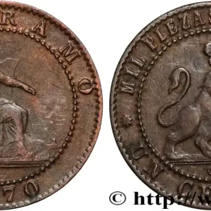 ESPAGNE 1 Centimo monnayage provisoire “ESPAÑA” assise / lion au bouclier 1870 Oeschger Mesdach & CO fwo_894881 Monde Offre Limitée