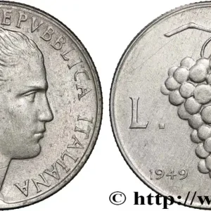 ITALIE 5 Lire “Liberté” à la torche / grappe de raisin 1949 Rome - R fwo_894889 Monde Meilleure Qualité