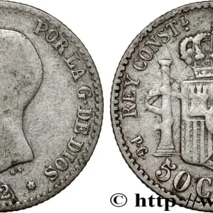 ESPAGNE 50 Centimos Alphonse XIII buste bébé 1892 Madrid fwo_862001 Monde Populaire