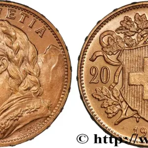 Vente Directe OR, PALLADIUM ET PLATINE INVESTISSEMENT 20 Francs "Vreneli" 1915 Berne fwo_884441 Monde