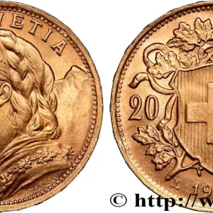 OR, PALLADIUM ET PLATINE INVESTISSEMENT 20 Francs "Vreneli" 1935 Berne fwo_890401 Monde Vente Flash