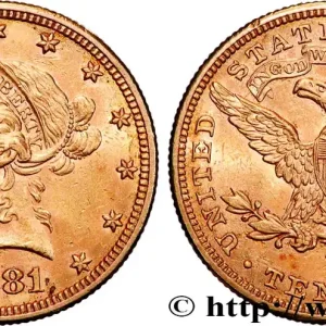 Certifié OR, PALLADIUM ET PLATINE INVESTISSEMENT 10 Dollars or "Liberty" 1881 Philadelphie fwo_894294 Monde