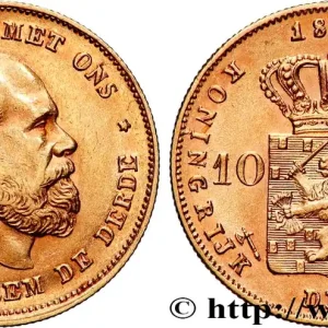 OR, PALLADIUM ET PLATINE INVESTISSEMENT 10 Gulden Guillaume III, 1e type 1875 Utrecht fwo_894316 Monde Livraison Gratuite